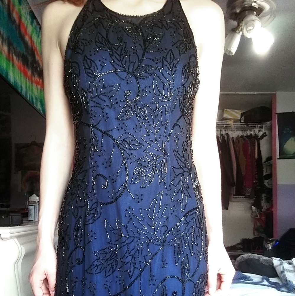 Lavish beaded fitted prom dress / evening gown